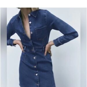Zara Denim Blue denim Button-Up Dress